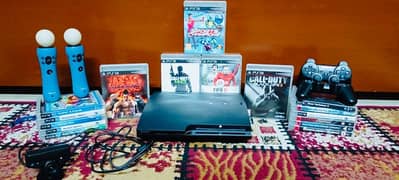 10 cds and PS3 with orignal controller kit 0