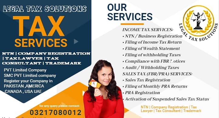 Sales Tax, Income Tax Return, Tax Consultant, FBR, Tax Filer, NTN 4