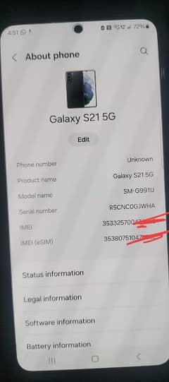 Samsung s21 5g 8.128 saff mobile ah non pta ha but sim working ma ha