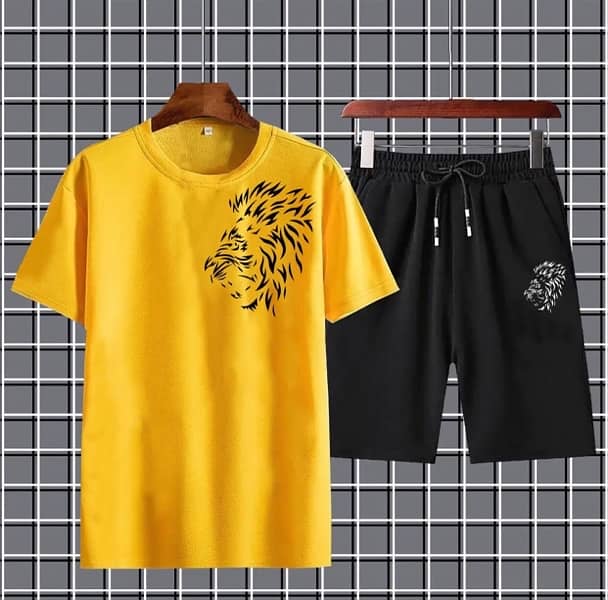 Tracksuit summer track men's clothing T-Shirts & Black Shorts 1