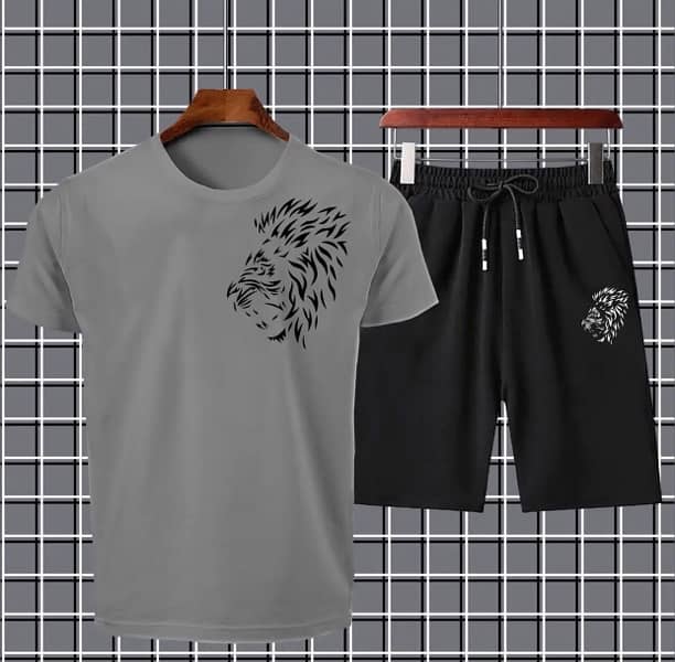 Tracksuit summer track men's clothing T-Shirts & Black Shorts 3