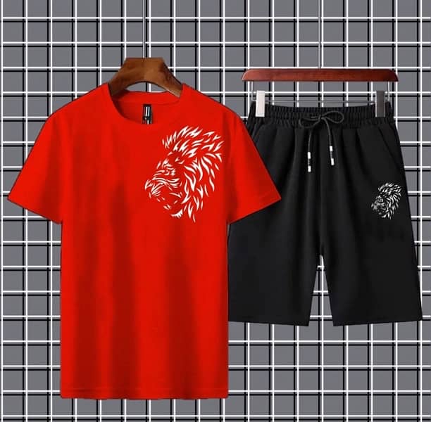 Tracksuit summer track men's clothing T-Shirts & Black Shorts 6