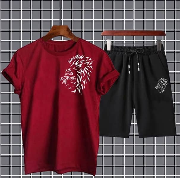 Tracksuit summer track men's clothing T-Shirts & Black Shorts 7