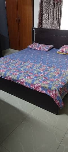 Wooden Bed for sell with side tables and mattress