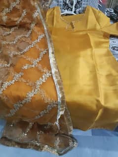 SOLID Yellow dress with net duppatta for sale