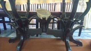 6 chairs dining table old wood giod wood orignal with almari