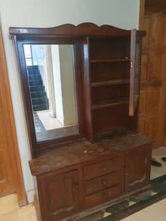 Walnut Wood Dressing Table with 2 Large Drawers, 3 Small Drawers
