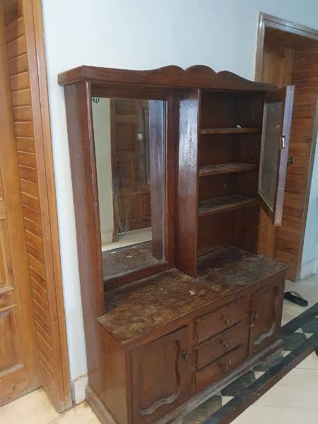 Walnut Wood Dressing Table with 2 Large Drawers, 3 Small Drawers 3