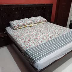 king size Wooden Bed with side tables