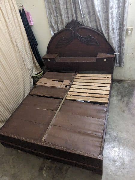 wooden bed with daraz and back space 3