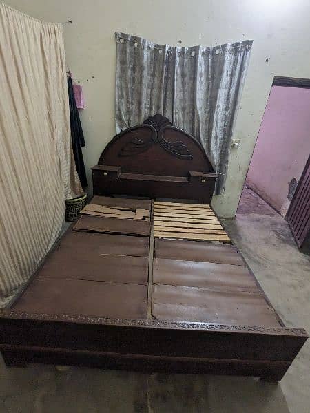 wooden bed with daraz and back space 4