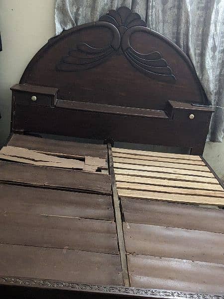 wooden bed with daraz and back space 5