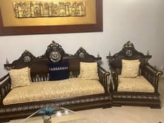 3 seater and two 1 seaters antique shisham sofa set w/ carving&polish 0