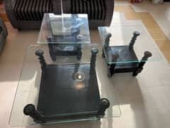 1 Glass center table and 2 side table