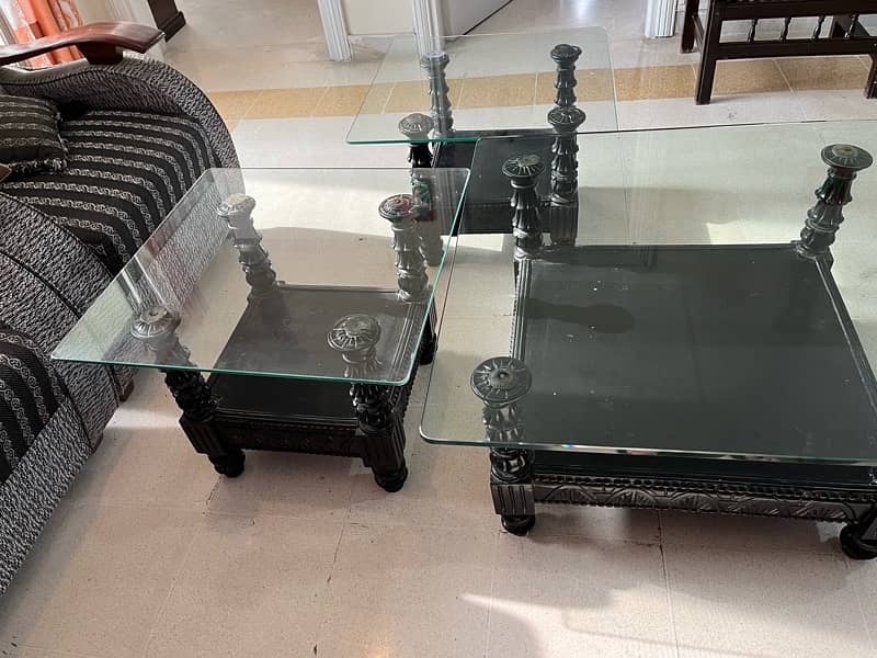 1 Glass center table and 2 side table 3