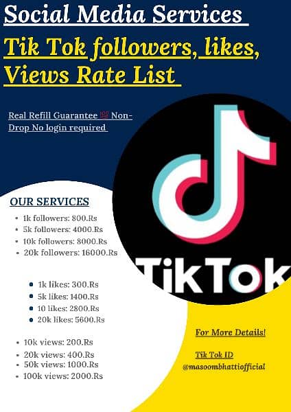 Instagram or Tiktok Followers, Likes, Views available 1