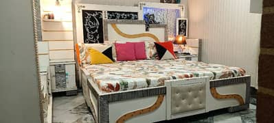 stylish bed dressing table 3 parts almarhi with Molltyfoam mattress