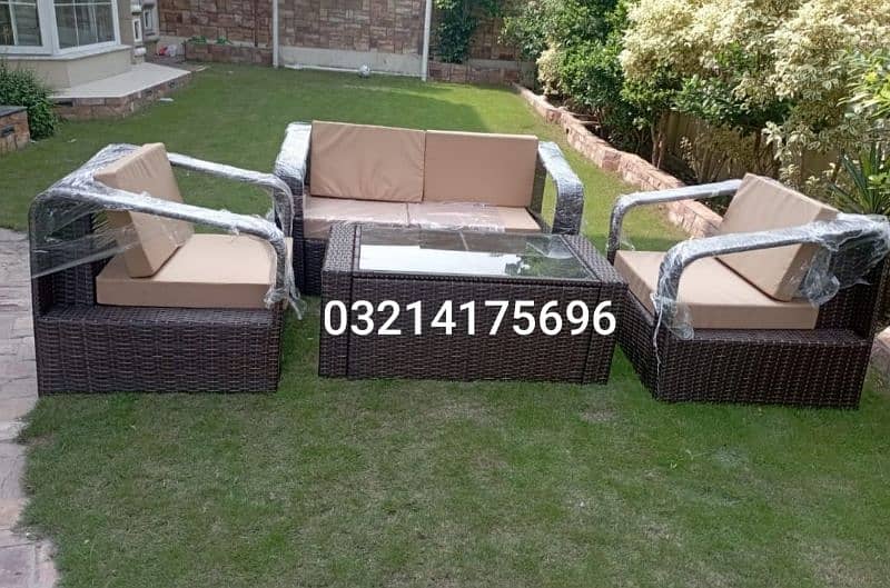 OUTDOOR GARDEN RATTAN UPVC FURNITURE SOFA SET CHAIRS TABLE UMBRELLA 7