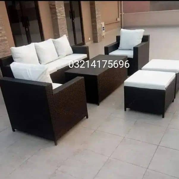 OUTDOOR GARDEN RATTAN UPVC FURNITURE SOFA SET CHAIRS TABLE UMBRELLA 12