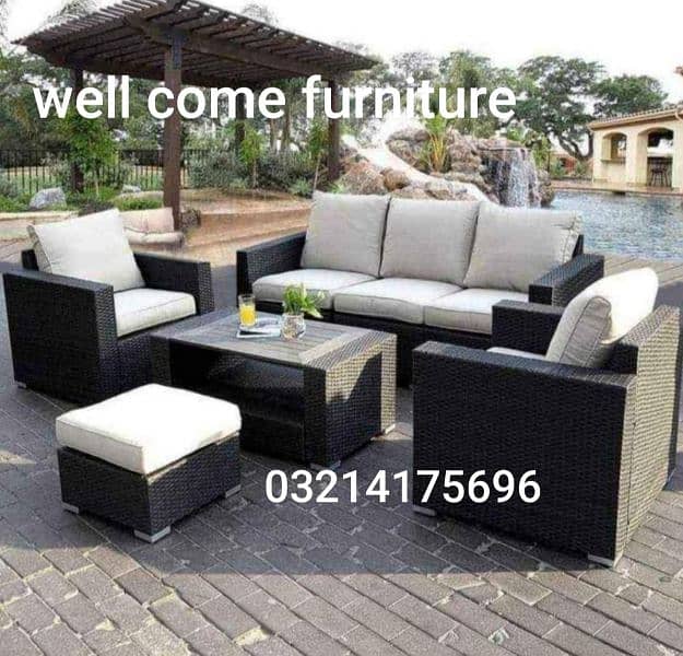 OUTDOOR GARDEN RATTAN UPVC FURNITURE SOFA SET CHAIRS TABLE UMBRELLA 13