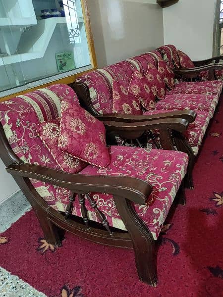 5 seater wooden sofa set 3