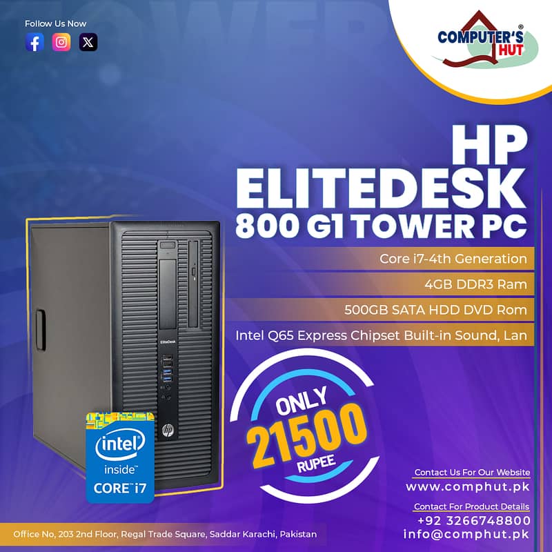 HP 800 G1 Tower PC Intel Core i7 4790 4th Gen 3.6GHz 4GB Ram 500GB HD 0