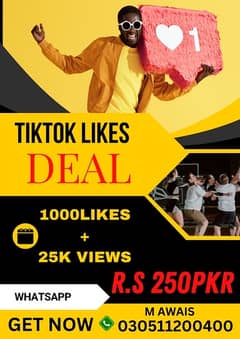 TIKTOK LIKES DEAL JUST 250 PKR