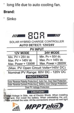 Sinko mppt solar charege controller 80 Amp