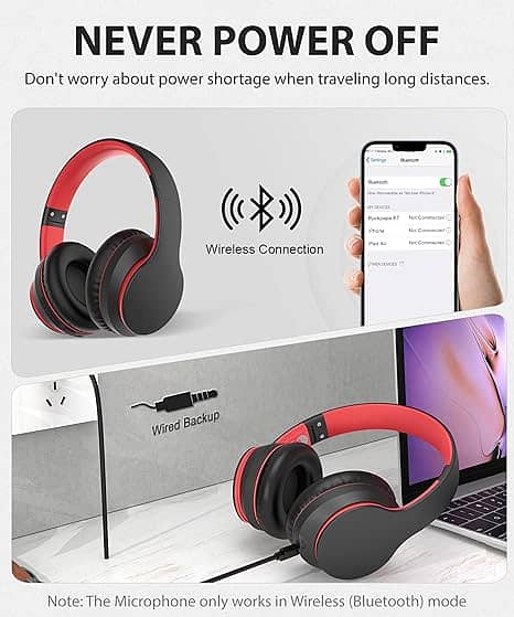 rockpapa E7 Wireless Bluetooth Headphones with Mic Including Travel C 1