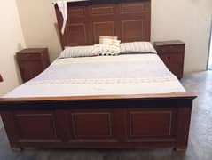 double bed with mattress, 2 side table, dress table, 2 chai