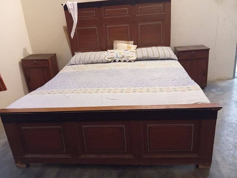 double bed with mattress, 2 side table, dress table, 2 chai 2