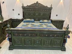 Pure Wood King Size Bed with dressing side tables and sofa chairs