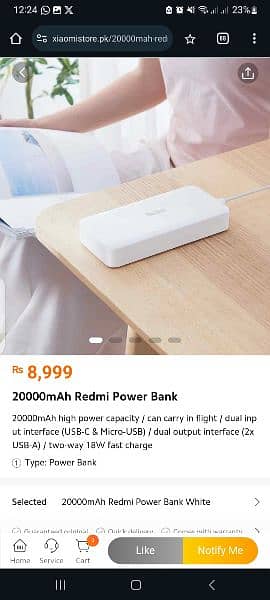 Redmi Orignal 20,000 mAh fast charging Power Bank
Price 7200 1