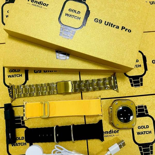 G9 Ultra Pro  Premium Gold Watch with Quality 3 Strap sealed packed 1