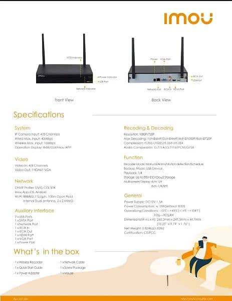 Imou 4 channel wifi NVR for wifi cameras 6