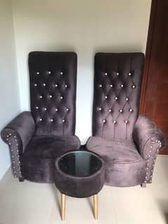 High back bedroom chairs with coffee table | bedroom sofa set