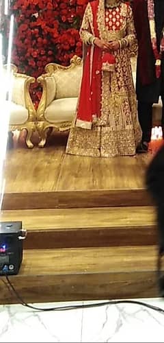 Red Bridal Baraat Lehnga -Front back Same with dupatta heavy on 4 side