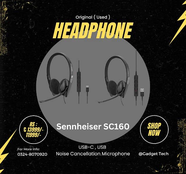 Sennheiser Sc160 USB / Type-C Noise Cancellation Headset Calls Macbook 0