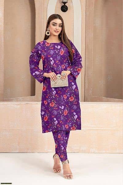 2 piece women unstitched dhanak printed suit 1