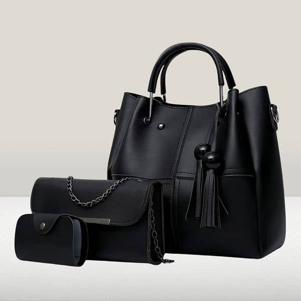 Black Tassel Handbag Set 0