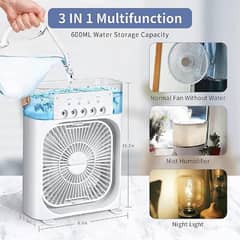 3 In 1 Mini Portable USB AC Fan Humidifier & LED Water Lamp