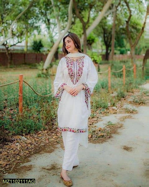 2pcs woman stitched embroidery shirt and trouser 0