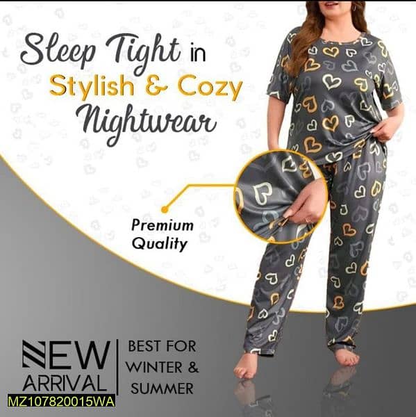 2pc women stitched cotton PC interlock night suit 0