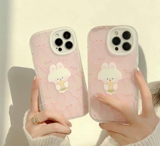 iPhone Back Case Only - Cute Pink Rabbits Design 1