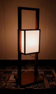 wooden pedestal lamp