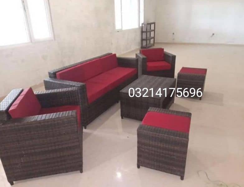 OUTDOOR GARDEN RATTAN UPVC FURNITURE SOFA SET CHAIRS TABLE UMBRELLA 2