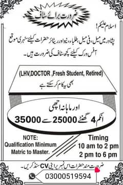 office work male and female staff required