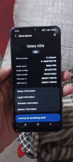 Samsung galaxy a20s with original charger only . glass change or break