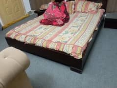 queen size double bed with side tables with mattress