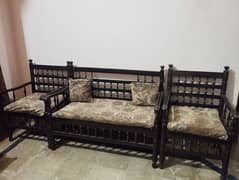 2 Seater Wooden Sofa And 2 chairs Set